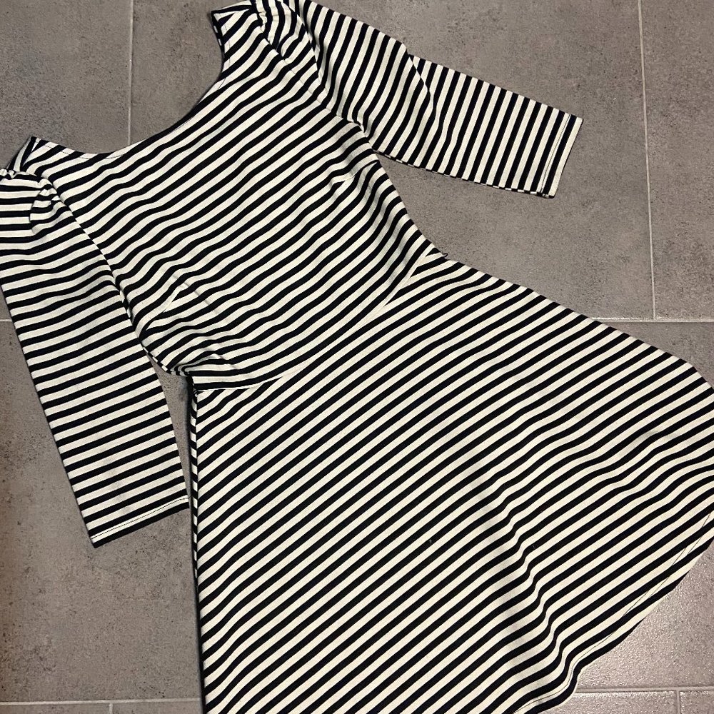 Quarter Sleeve Striped Mini Dress